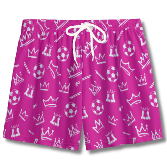 Youth Mesh Soccer Shorts Graffiti Legends - Pink and White Edition