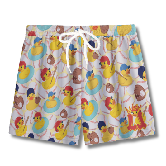 Youth Baseball Humor Mesh Shorts - "Ducks on a Pond" Edition