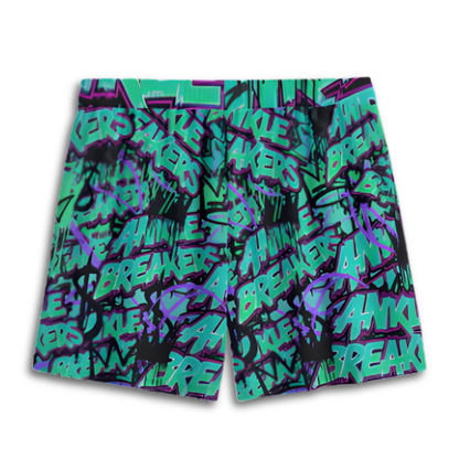 All-Over PrintAdult Basketball Mesh Shorts, Ankle Breaker Graffiti Print