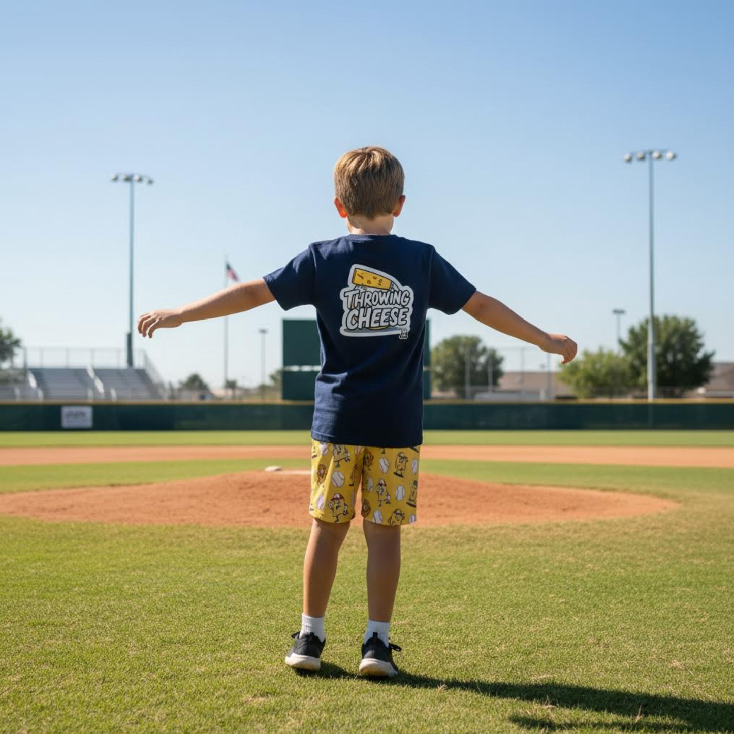 Youth "Throwing Cheese" Baseball Humor Kids Tee