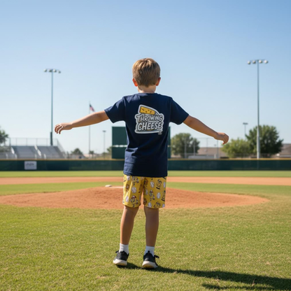 Youth "Throwing Cheese" Baseball Humor Kids Tee