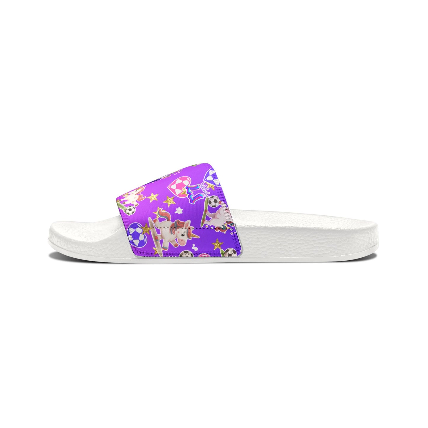 Personalized Kids Unicorn Sandals, , Removable Strap Youth Soccer Slide Sandals