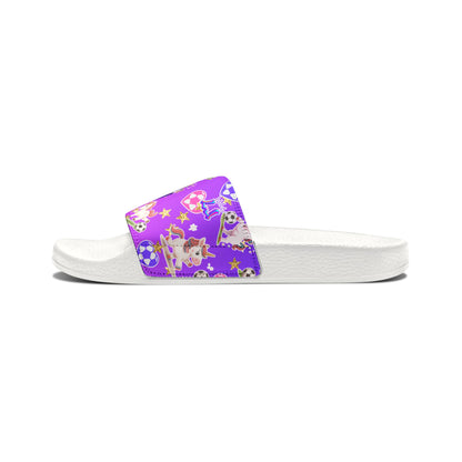 Personalized Kids Unicorn Sandals, , Removable Strap Youth Soccer Slide Sandals