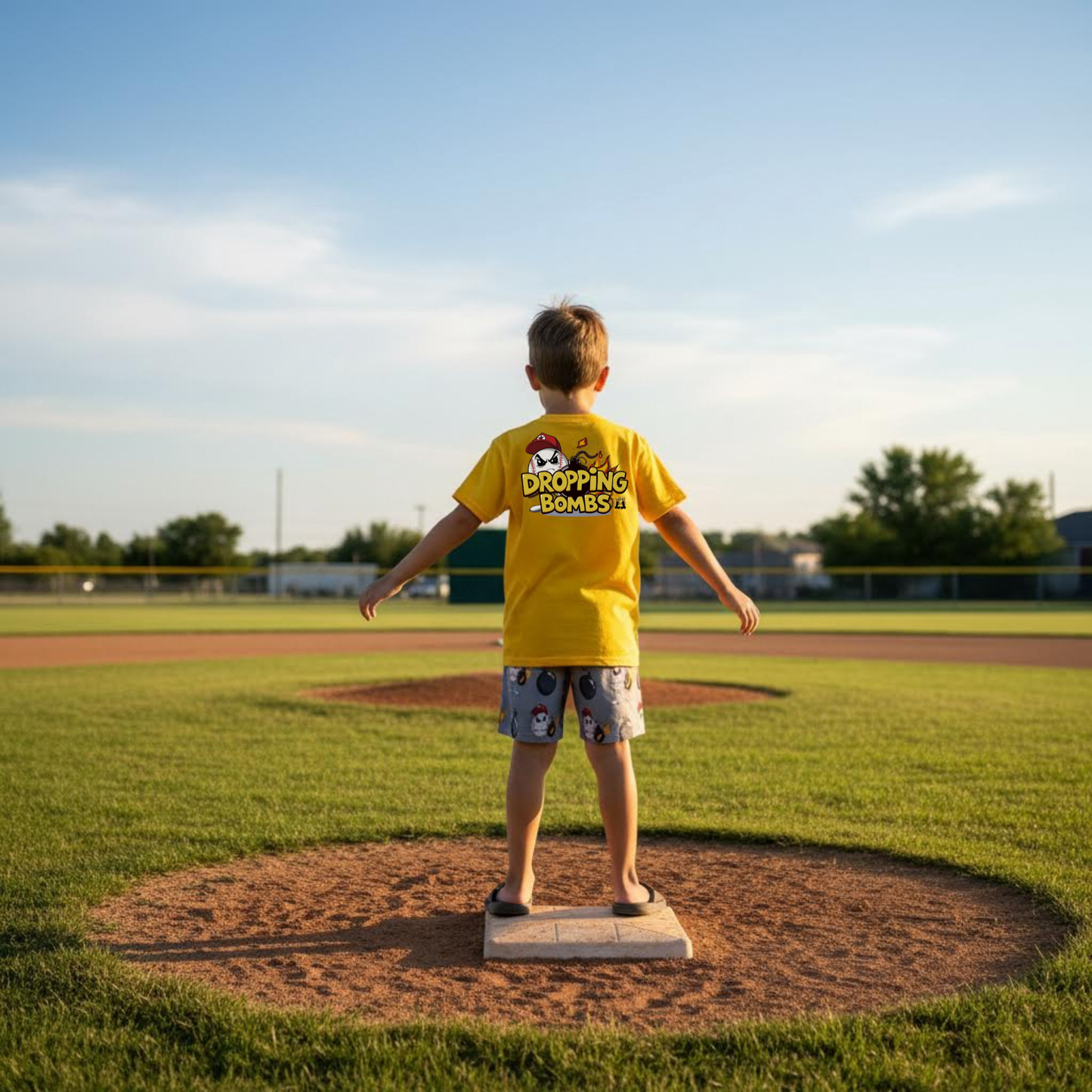 Youth "Dropping Bombs" Baseball Humor Tee