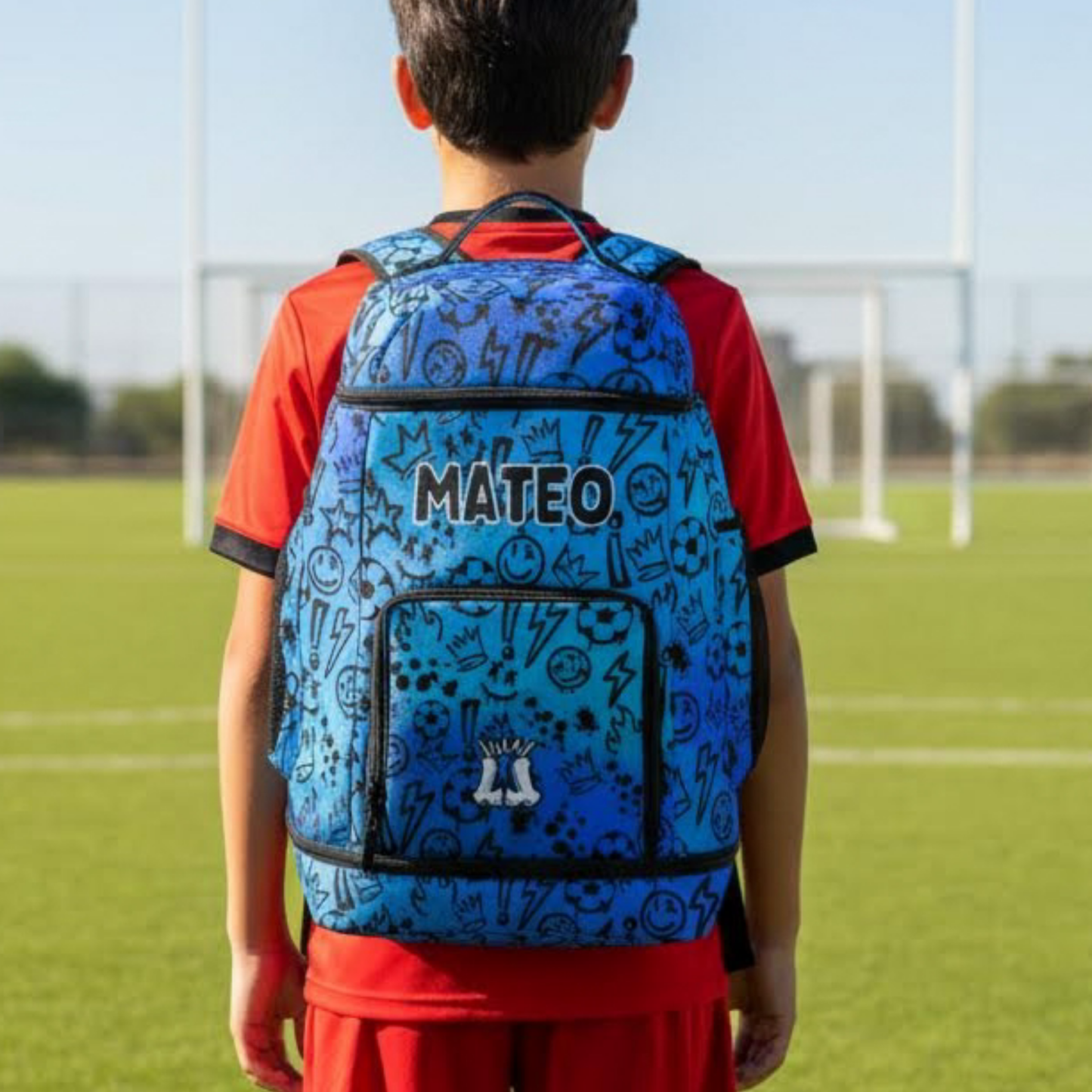 Personalized Soccer Sports Bag, Gradient Blue Graffiti Edition