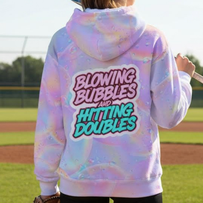 Unisex Baseball Softball Hoodie, Doubles and Bubbles