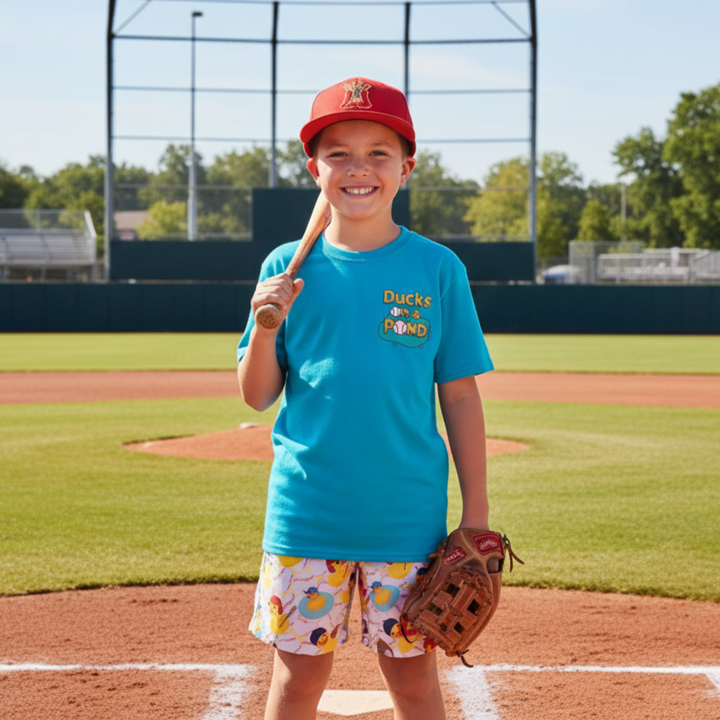Youth Baseball Humor Mesh Shorts - "Ducks on the Pond" Edition