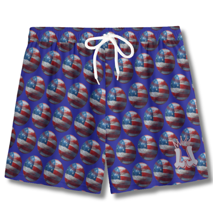Youth 4th of July Baseball Edition Mesh Shorts - Red, White & Blue