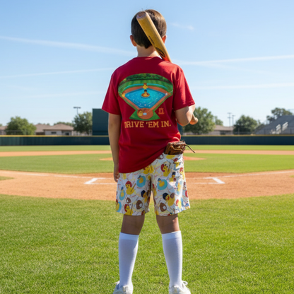 Youth Baseball Humor Mesh Shorts - "Ducks on the Pond" Edition