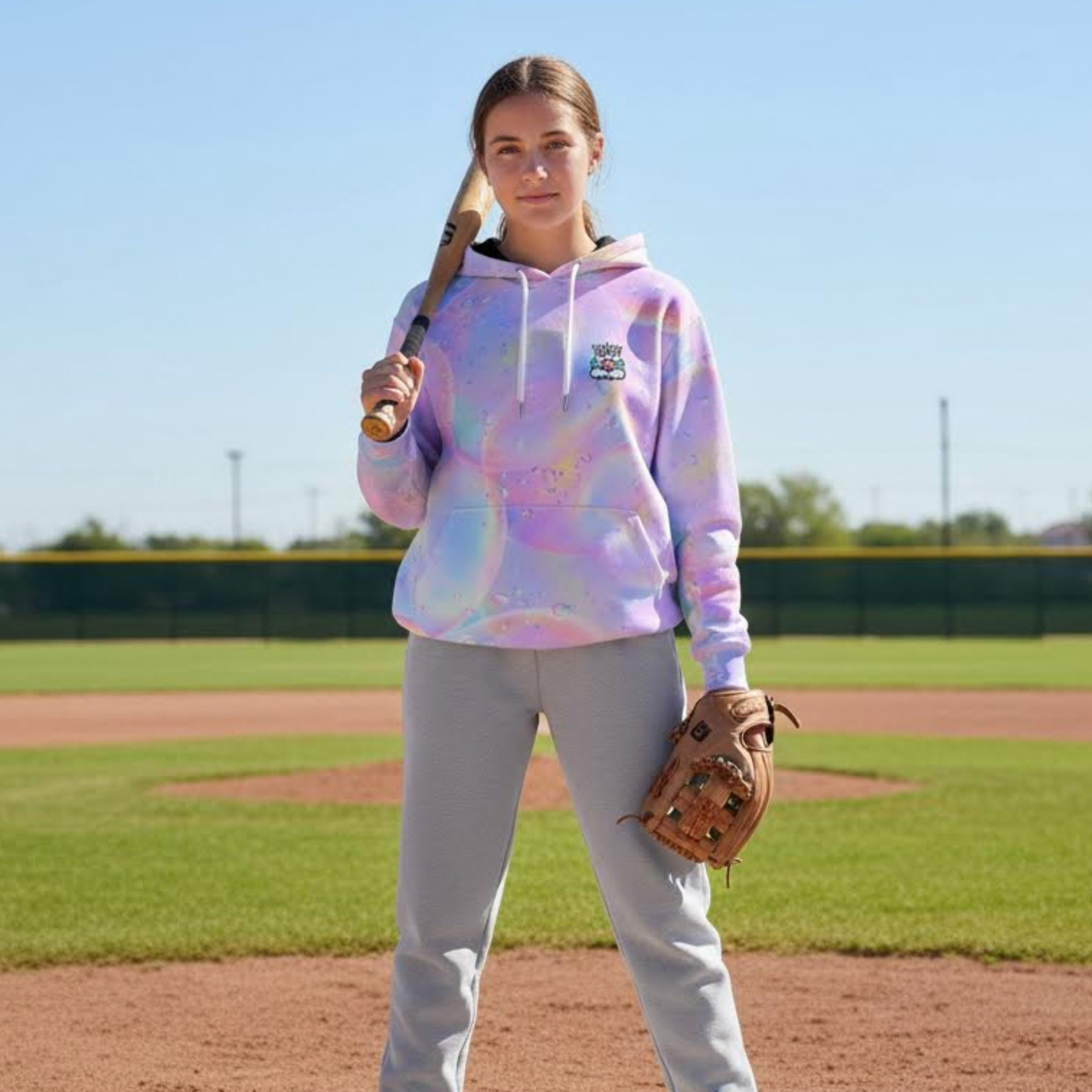 Unisex Baseball Softball Hoodie, Doubles and Bubbles