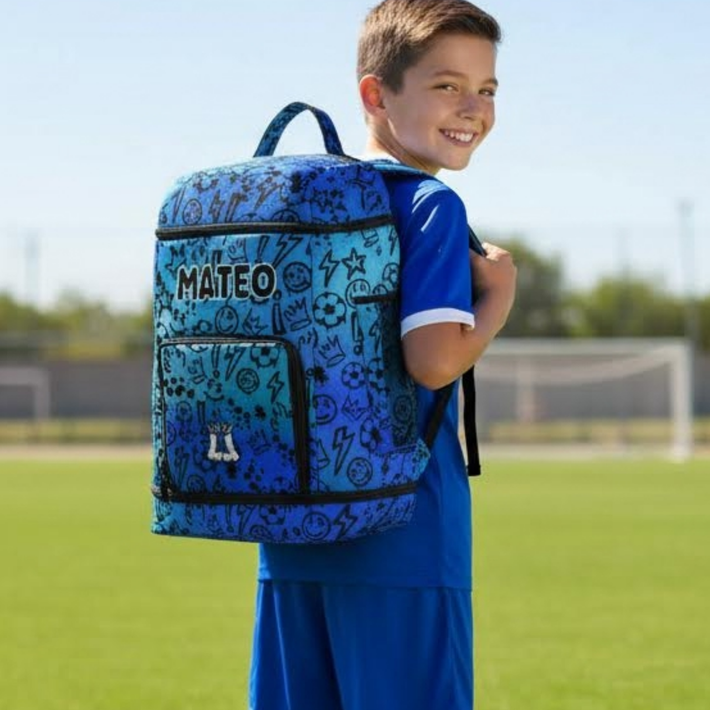 Personalized Soccer Sports Bag, Gradient Blue Graffiti Edition