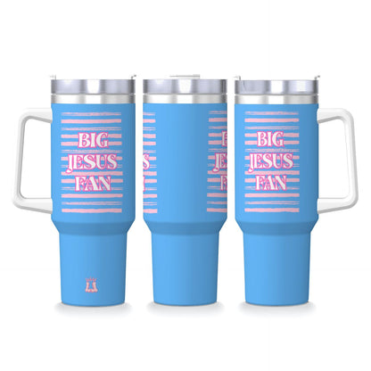 40 oz Stainless Steel Travel Mug 'Big Jesus Fan'