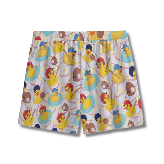Youth Baseball Humor Mesh Shorts - "Ducks on a Pond" Edition