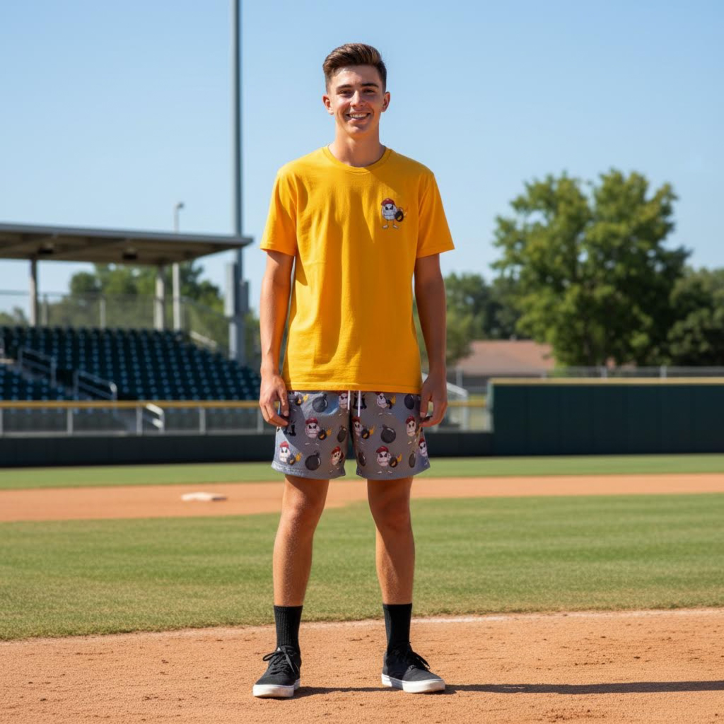 Adult "Dropping Bombs" Power Hitter Baseball Mesh Shorts (with inner liner)