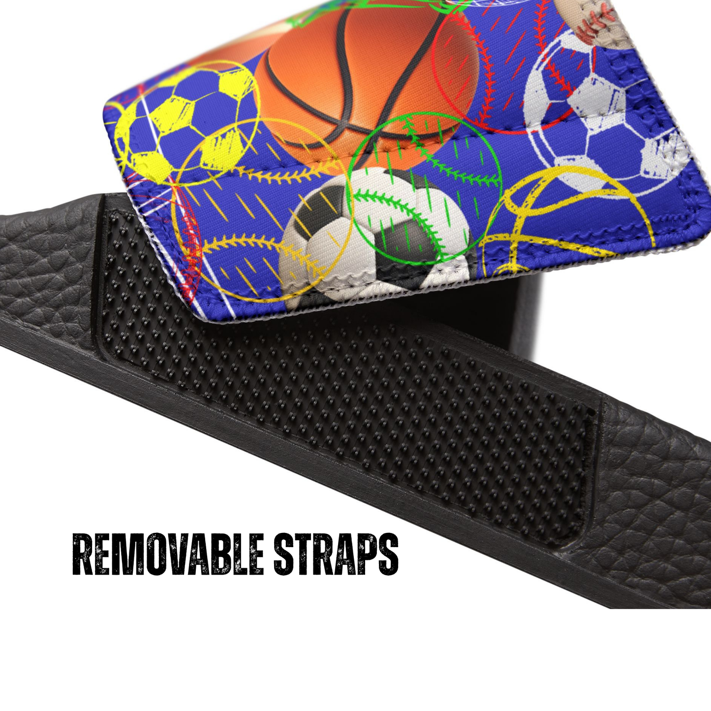 Personalized Youth Sports Sandals, Removable Strap All Sports Kids Slides