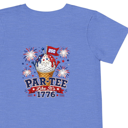 Toddler Golf T-Shirt - "Par-Tee Like It's 1776" 4th of July Fireworks Ice Cream Patriotic Shirt