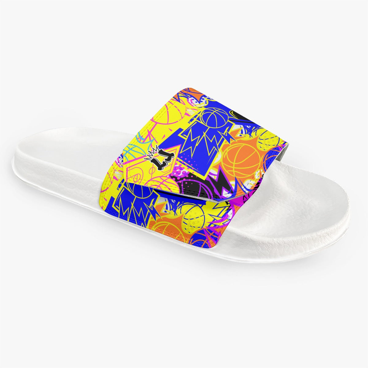 Men's Basketball Velcro Strap Slides, Gym Sandals Basketball Design