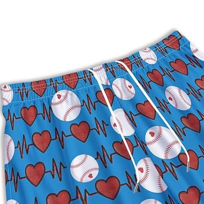 Adult Baseball Lovers Mesh Shorts, Valentine Collection