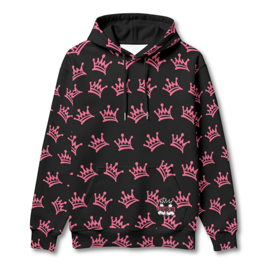 Pink Tilted Crowns Warm Fleece Lined Unisex Hoodie