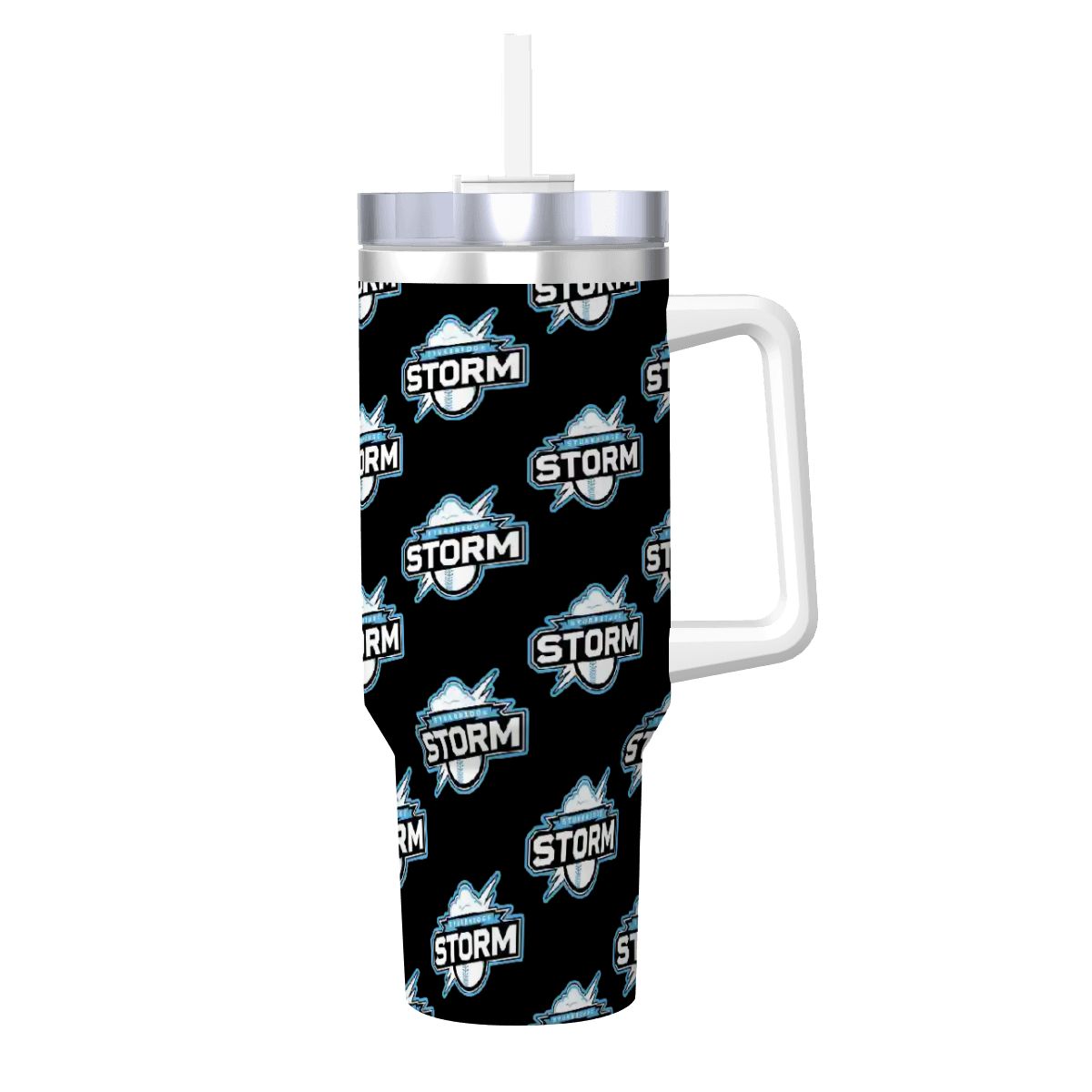 Storm Travel Coffee Mug with Handle and Straw (Black, 40oz)