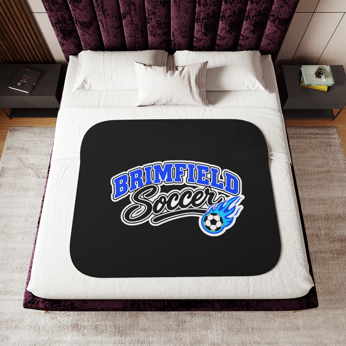 Brimfield Soccer Sherpa Fleece Blanket - Black