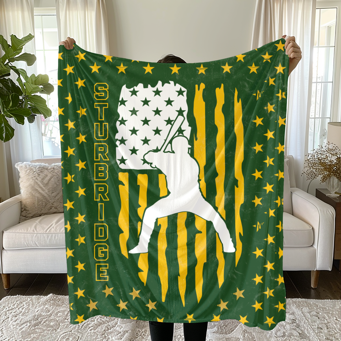 Sturbridge Little League Baseball Minky Blanket - Vintage Flag Edition