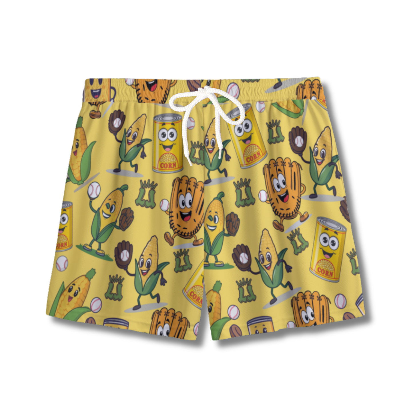 Youth Baseball Can of Corn Humor Mesh Shorts