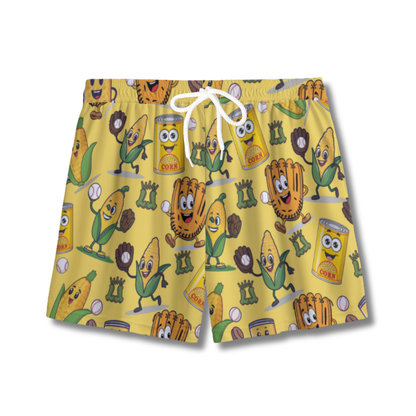 Youth Baseball Can of Corn Humor Mesh Shorts