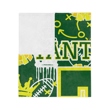 TYFC Minky Plush Blanket - Dripping Crowns Green