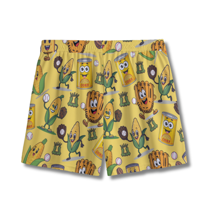 Youth Baseball Can of Corn Humor Mesh Shorts