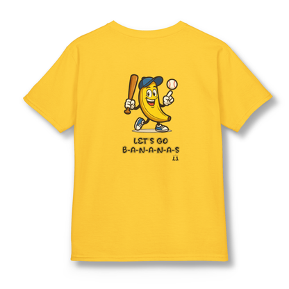 Youth Gildan Unisex Baseball Goes Bananas T-Shirt: Funny Graphic Tee