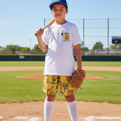 Youth Baseball Can of Corn Humor Mesh Shorts