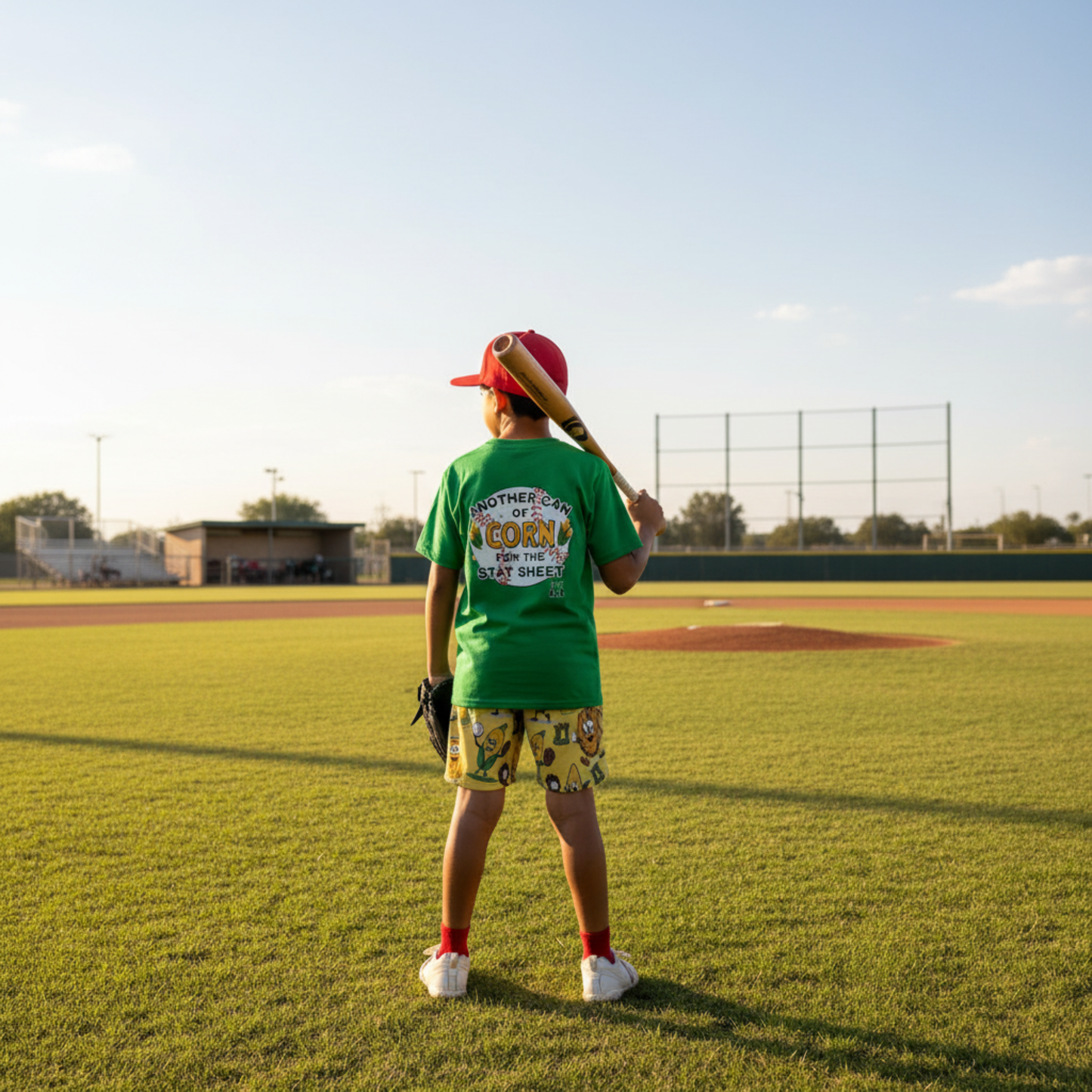 Youth Baseball Can of Corn Humor Mesh Shorts