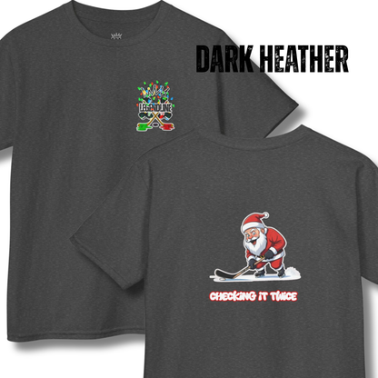 Youth Hockey Graphic T-Shirt, Santa Checking it Twice