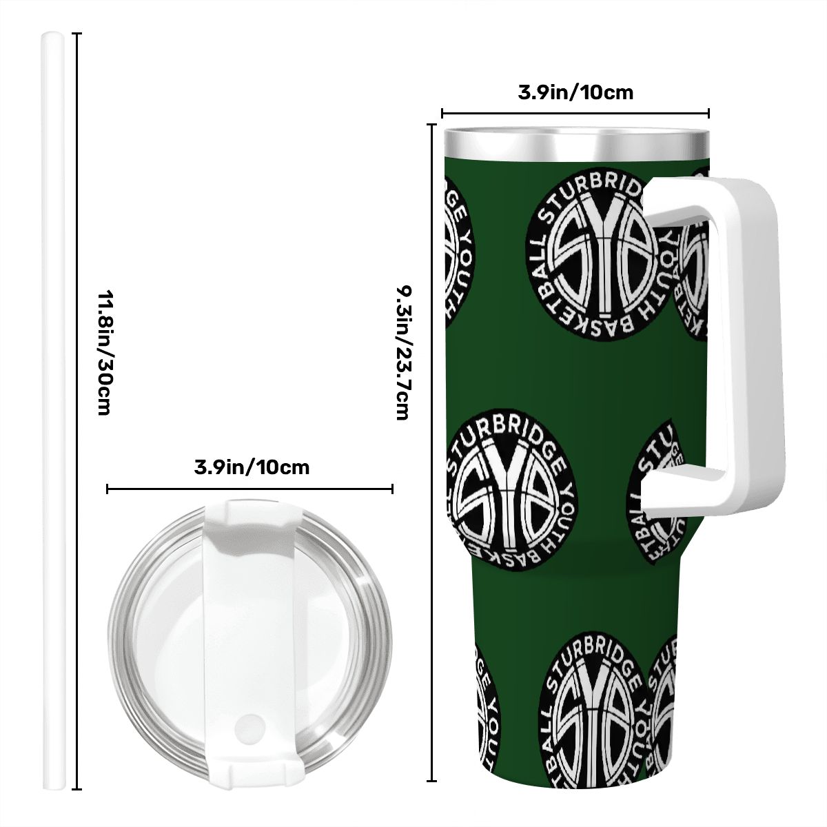 40oz SYB Travel Coffee Mug with Handle and Straw (Green)