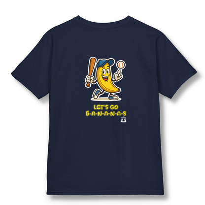 Youth Gildan Unisex Baseball Goes Bananas T-Shirt: Funny Graphic Tee