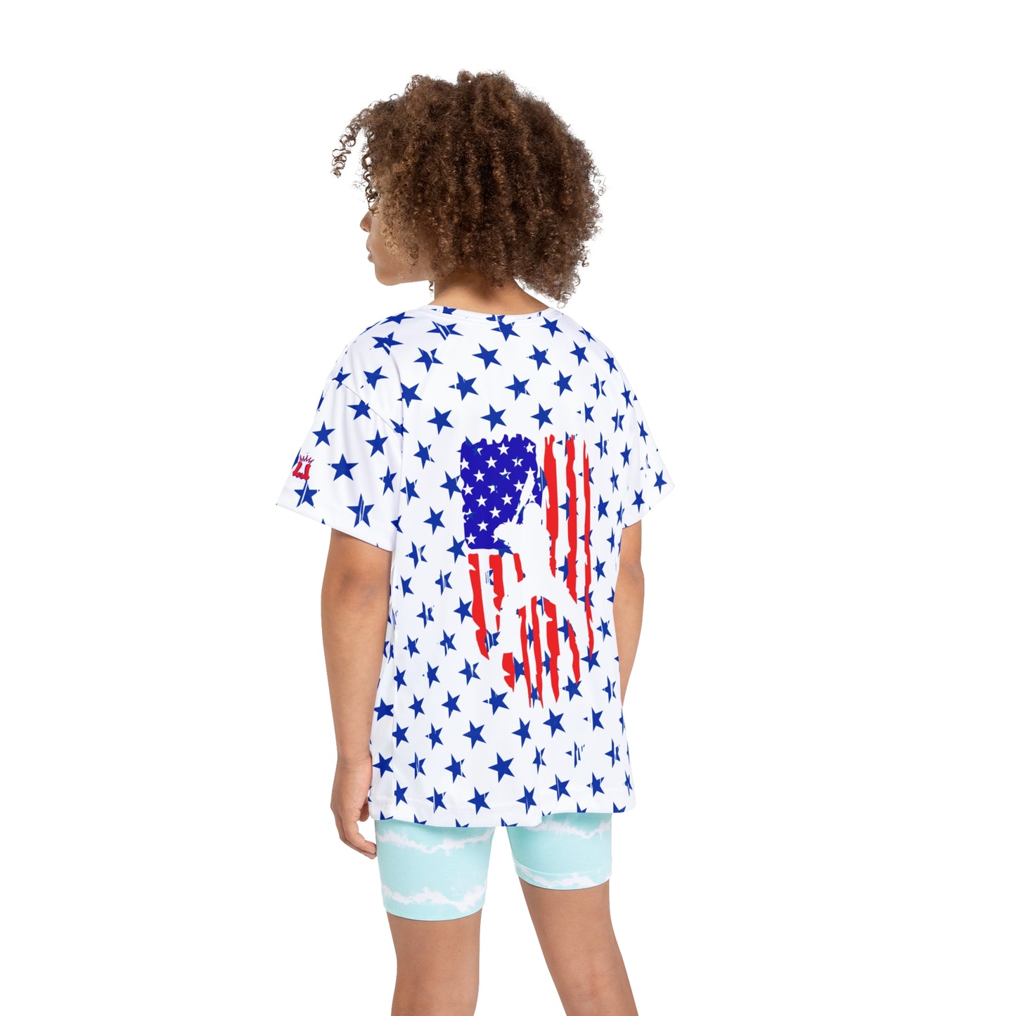 Kids Baseball American Flag Stars and Stripes Sports Jersey T-Shirt