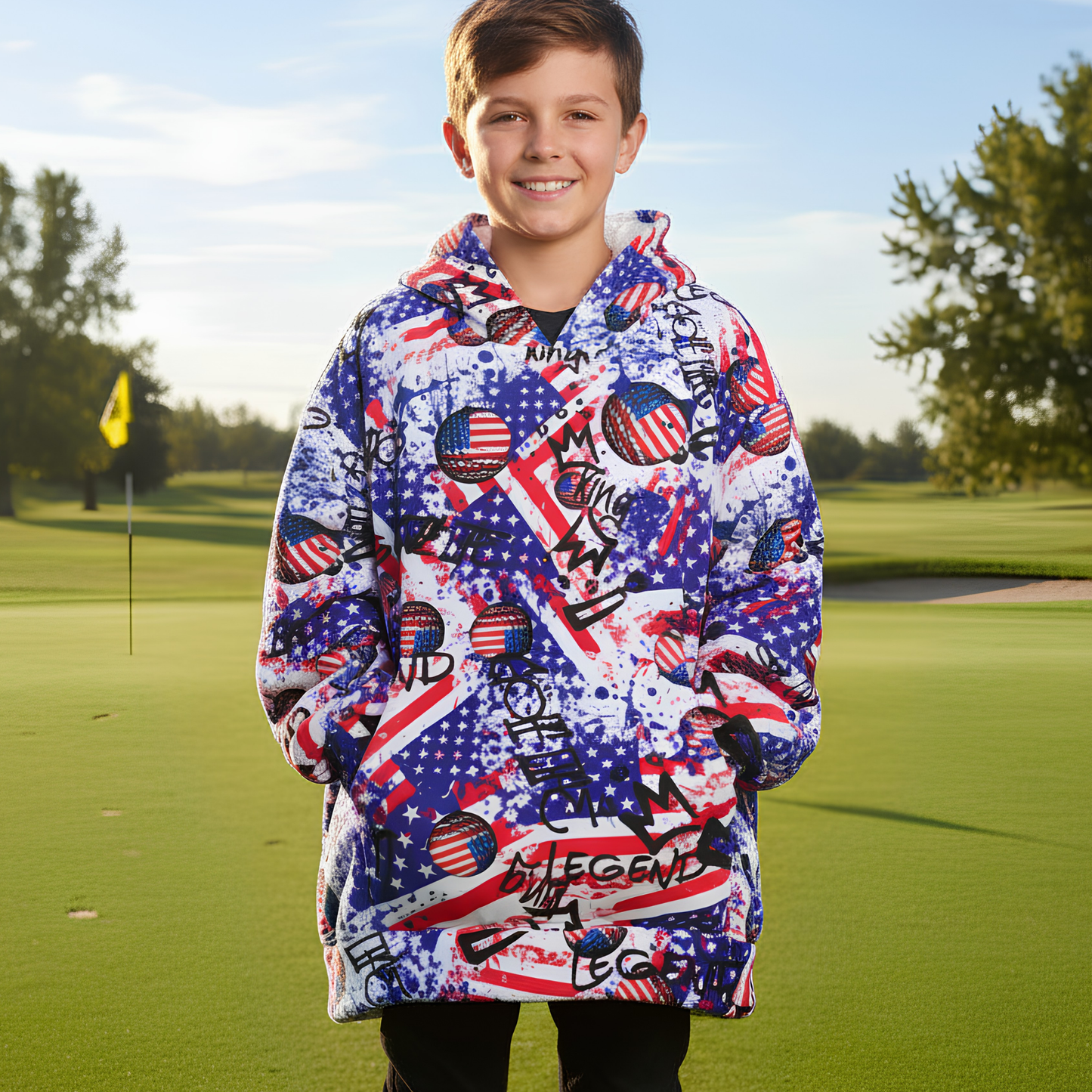 Kid's Patriotic Golf Graffiti Hoodie