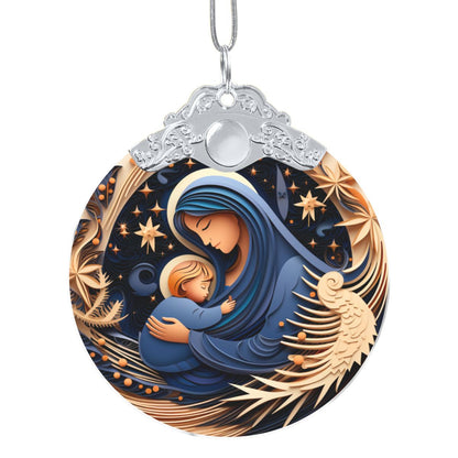 Round Glass Christmas Ornament - Gold / Silver