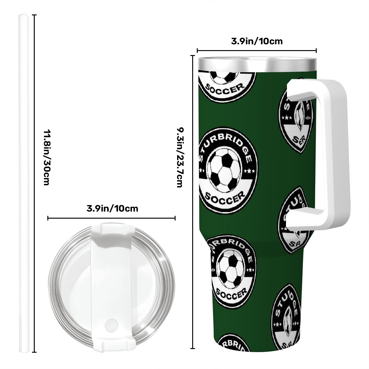 Sturbridge Youth Soccer Travel Coffee Mug with Handle and Straw (40oz)