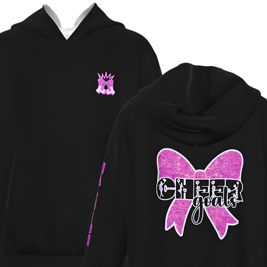 Girl's Cheer Hoodie, Pink Glitter Coquette Design