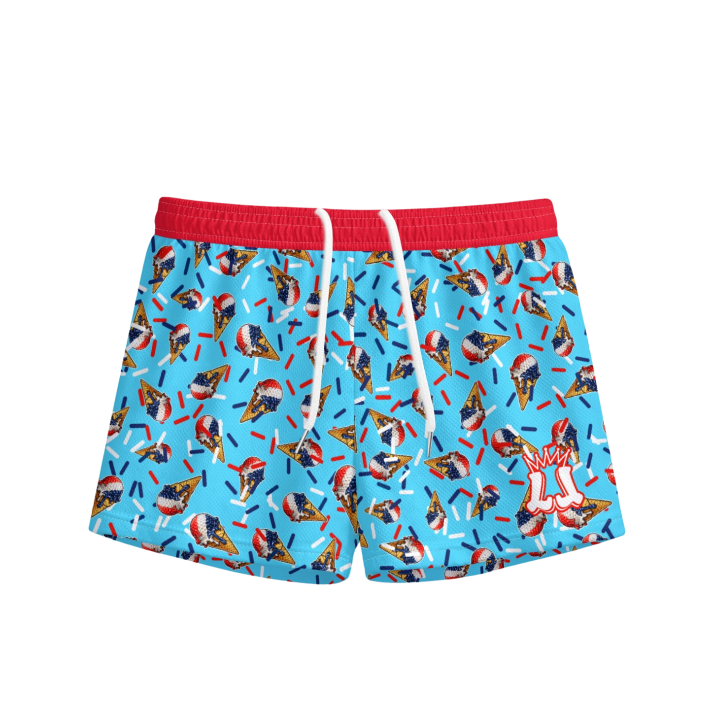 Kids Patriotic Golf Ice Cream Mesh Shorts