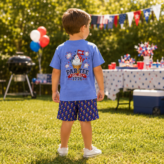 Toddler Golf T-Shirt - "Par-Tee Like It's 1776" 4th of July Fireworks Ice Cream Patriotic Shirt