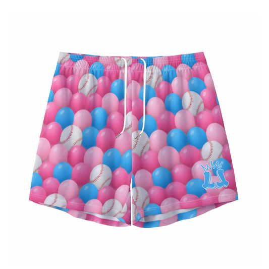 Teen and Adult Baseball Bubblegum Mesh Shorts
