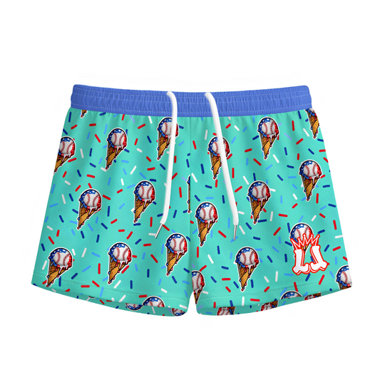Kids American Ice Cream Baseball Mesh Shorts