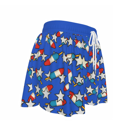 Girls Patriotic Stars and Popsicles Athletic Butterfly Shorts
