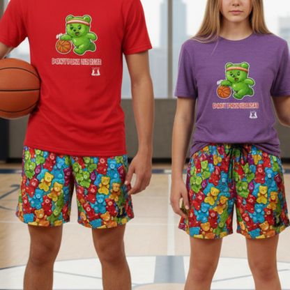 All-Over Print Adult Mesh Shorts: Gummy Bear Print