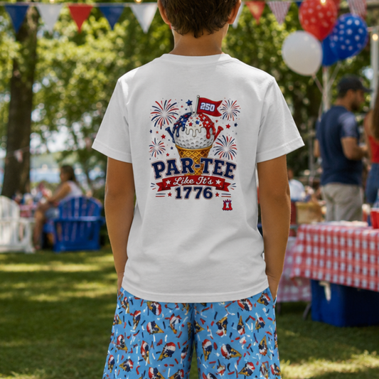 Kids Patriotic Golf T-Shirt Par-Tee Like It's 1776