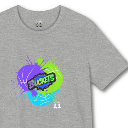 Adult Unisex Basketball T-Shirt: Buckets, Paint Splash Print