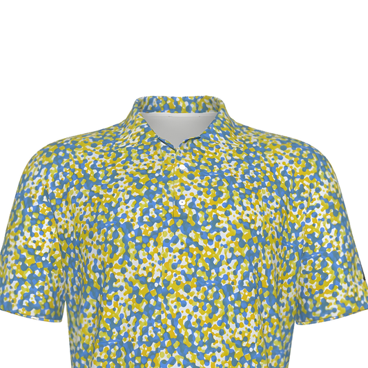 Men's Yellow and Blue UV Protection Polo Shirt